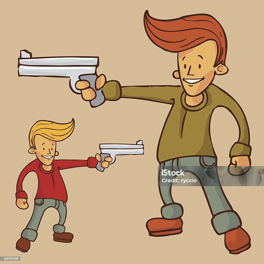 Simple vecteur homme avec une arme à feu - clipart vectoriel de 1950-1959 libre de droits