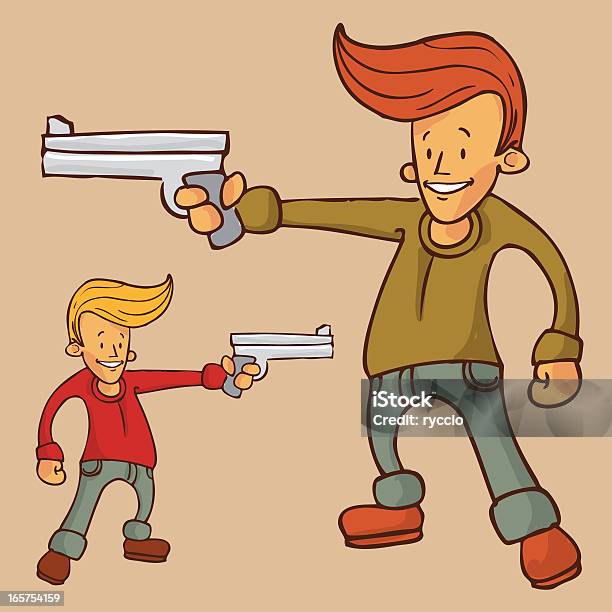 Simple Vecteur Homme Avec Une Arme À Feu Vecteurs libres de droits et plus d'images vectorielles de 1950-1959 - 1950-1959, Adulte, Arme à feu