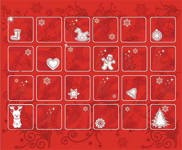ilustraciones, imágenes clip art, dibujos animados e iconos de stock de calendario navideño - advent calendar advent christmas childhood