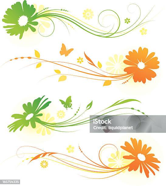 Flower Swirl Designs Stock Illustration - Download Image Now - Backgrounds, Beauty In Nature, Butterfly - Insect