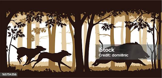Chasing The Wild Boar Stock Illustration - Download Image Now - Wild Boar, Animals Hunting, In Silhouette