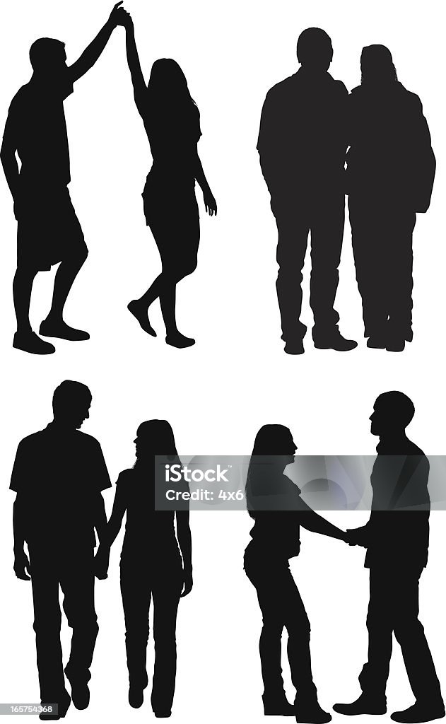 Young adult couples in love Young adult couples in lovehttp://www.twodozendesign.info/i/1.png Holding Hands stock vector