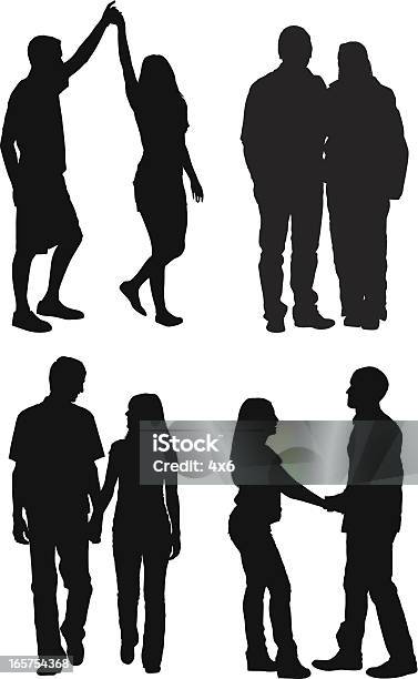 Young Adult Couples In Love Stock Illustration - Download Image Now - Holding Hands, Men, Two People