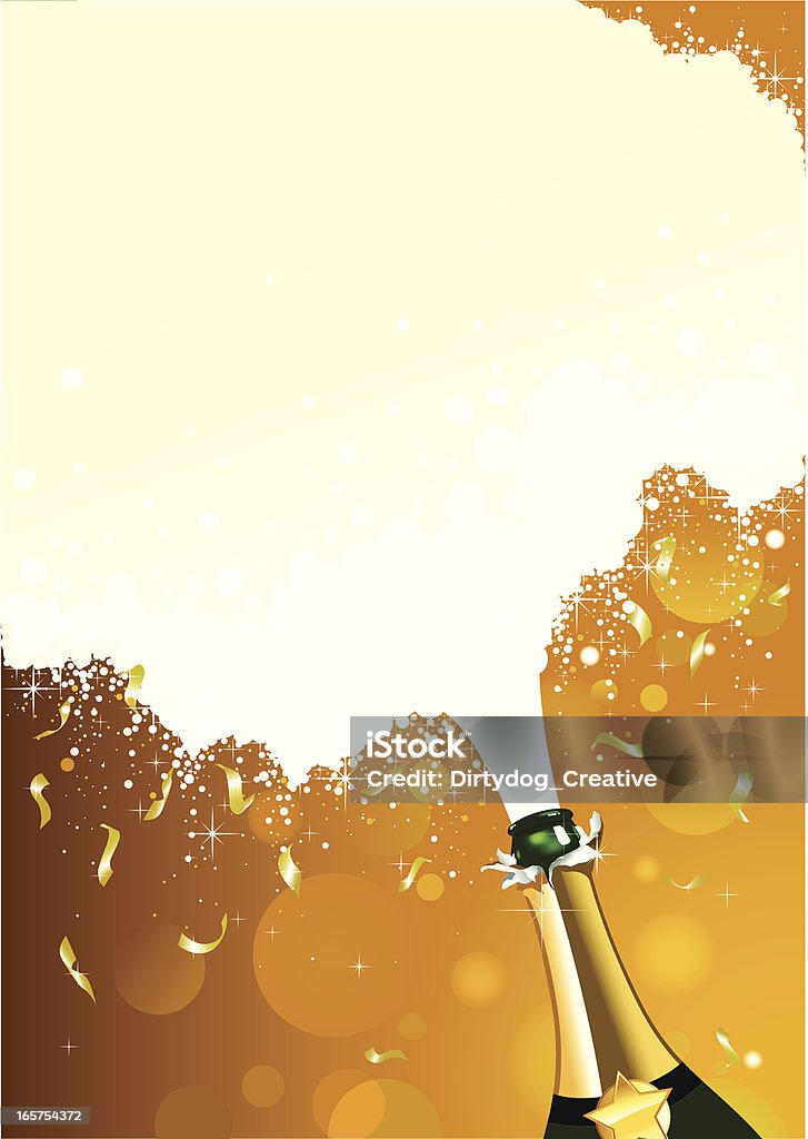 Fête avec Champagne fizz et confetti - clipart vectoriel de Champagne libre de droits