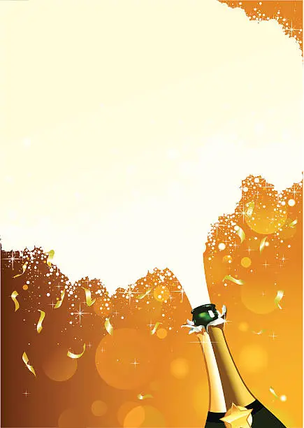 Vector illustration of Champagne Celebration with fizz and confetti