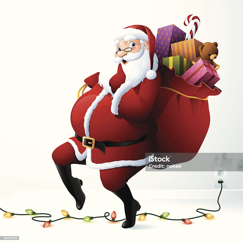 Santa Claus, sur la pointe des pieds - clipart vectoriel de Père Noël libre de droits