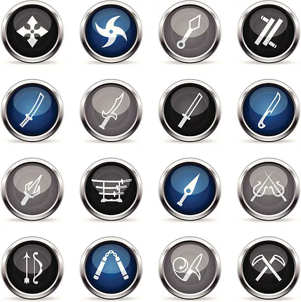 Vector illustration of Supergloss Icons - Japanese Ninja Weapons