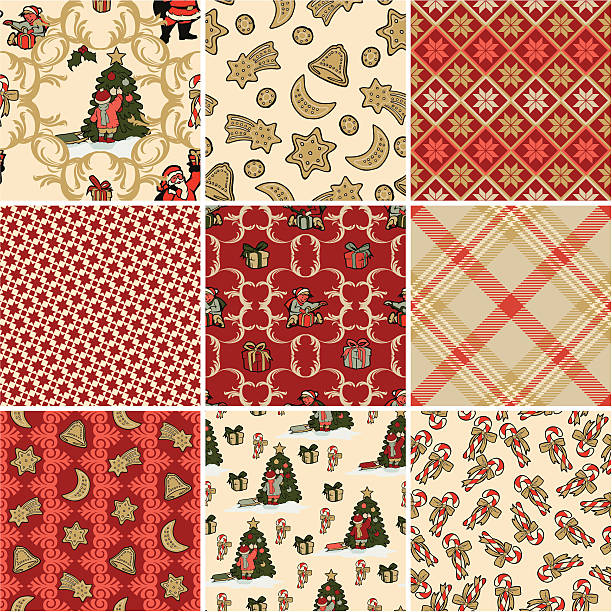 Christmas wrapping paper vector art illustration