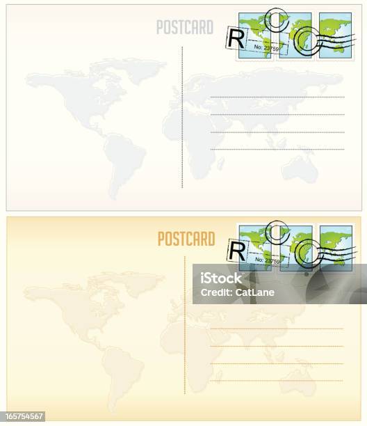 Map Postcard Background World Map Postcards And Stamps Stock Illustration - Download Image Now ...