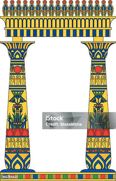 Vetores de Egito Quadro e mais imagens de Coluna arquitetônica - Coluna arquitetônica, Cultura egípcia, Enfeitado
