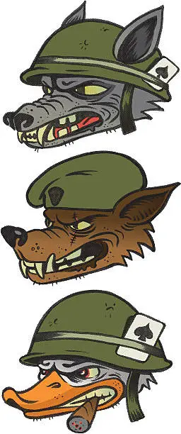 Vector illustration of Retro Military Mascots