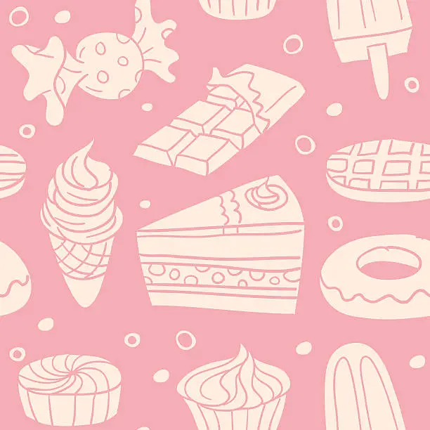 Vector illustration of Seamless background - Sweet food