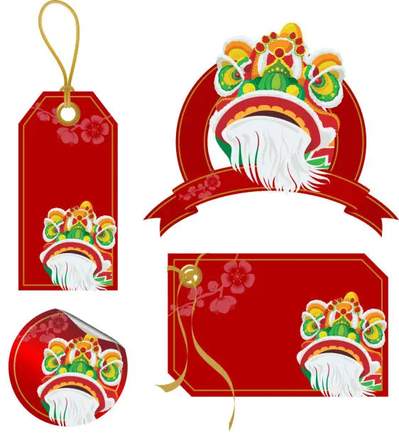 Vector illustration of Lion Dance Price Tag