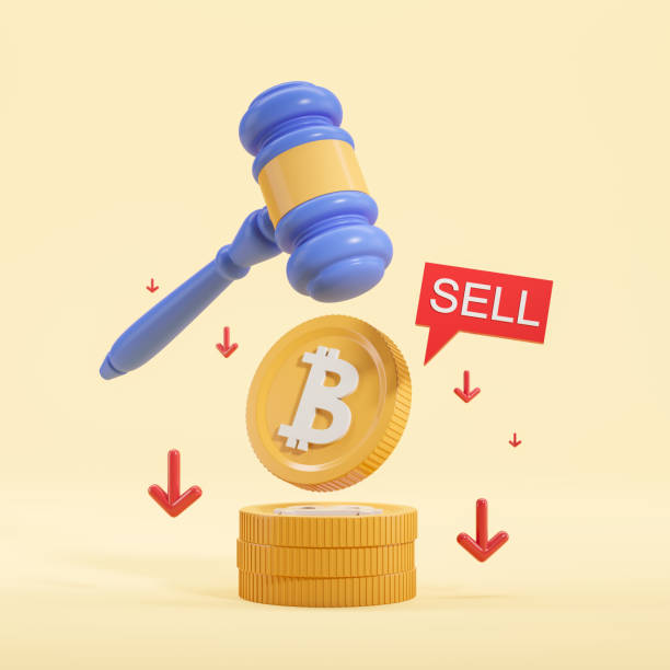 istock Bitcoin price fall sell auction with gavel 1657587281
