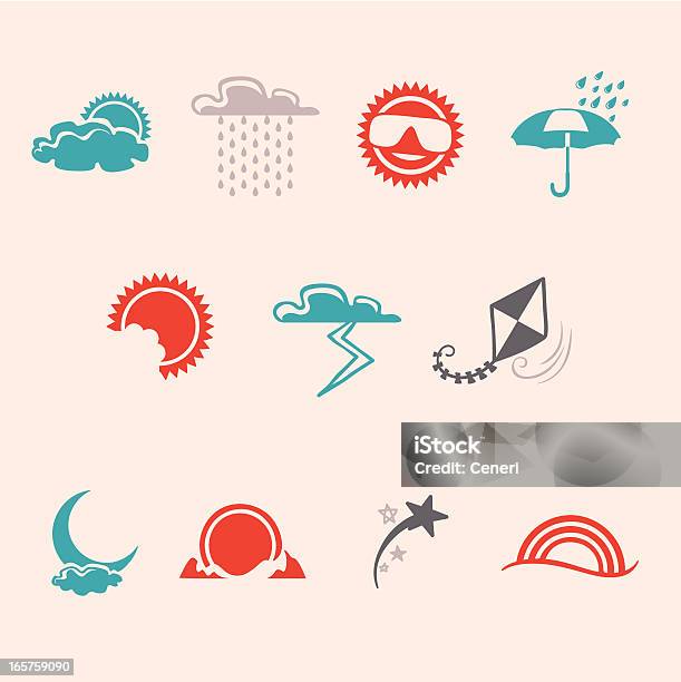 Weather Stamp Stencil Icon Set Stock Illustration - Download Image Now - No People, Icon Symbol, Rainbow