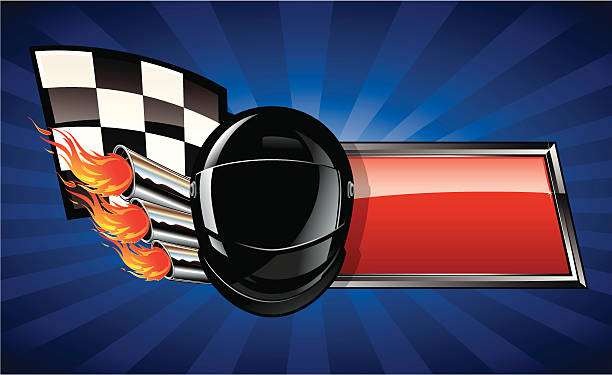 kask wyścigi baner - insignia chrome checkered flag banner stock illustrations