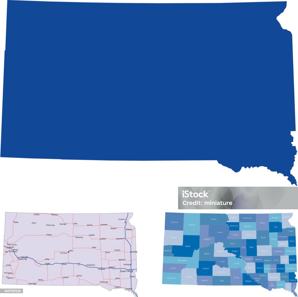 Dakota du Sud - clipart vectoriel de Bleu libre de droits