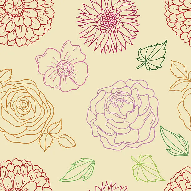 Vector illustration of Seamless background - Flowers
