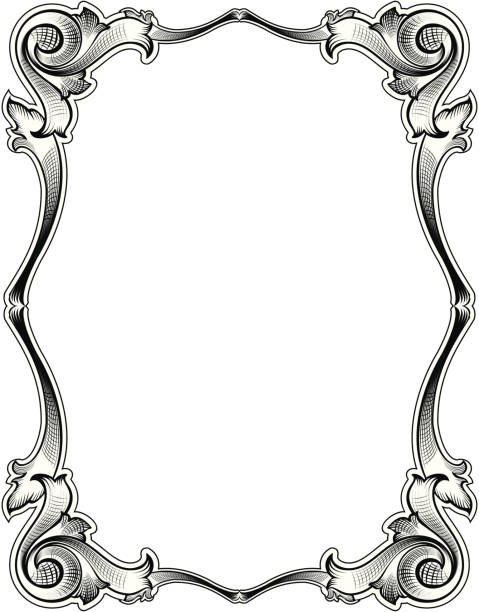 ilustrações de stock, clip art, desenhos animados e ícones de estilo vitoriano moldura antiga - victorian style banner angle swirl