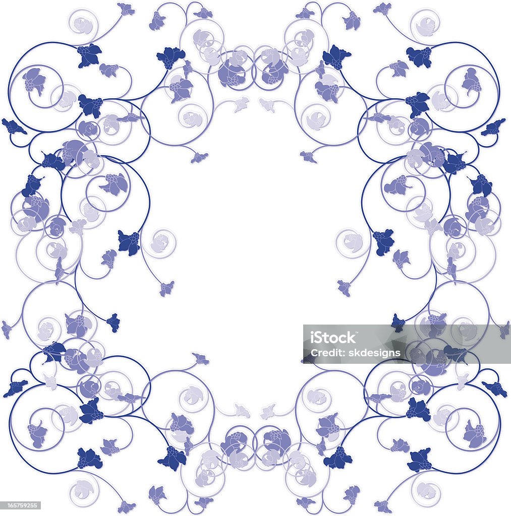 Floral Swirls Border Background Design In Blues Hình minh họa Sẵn ...