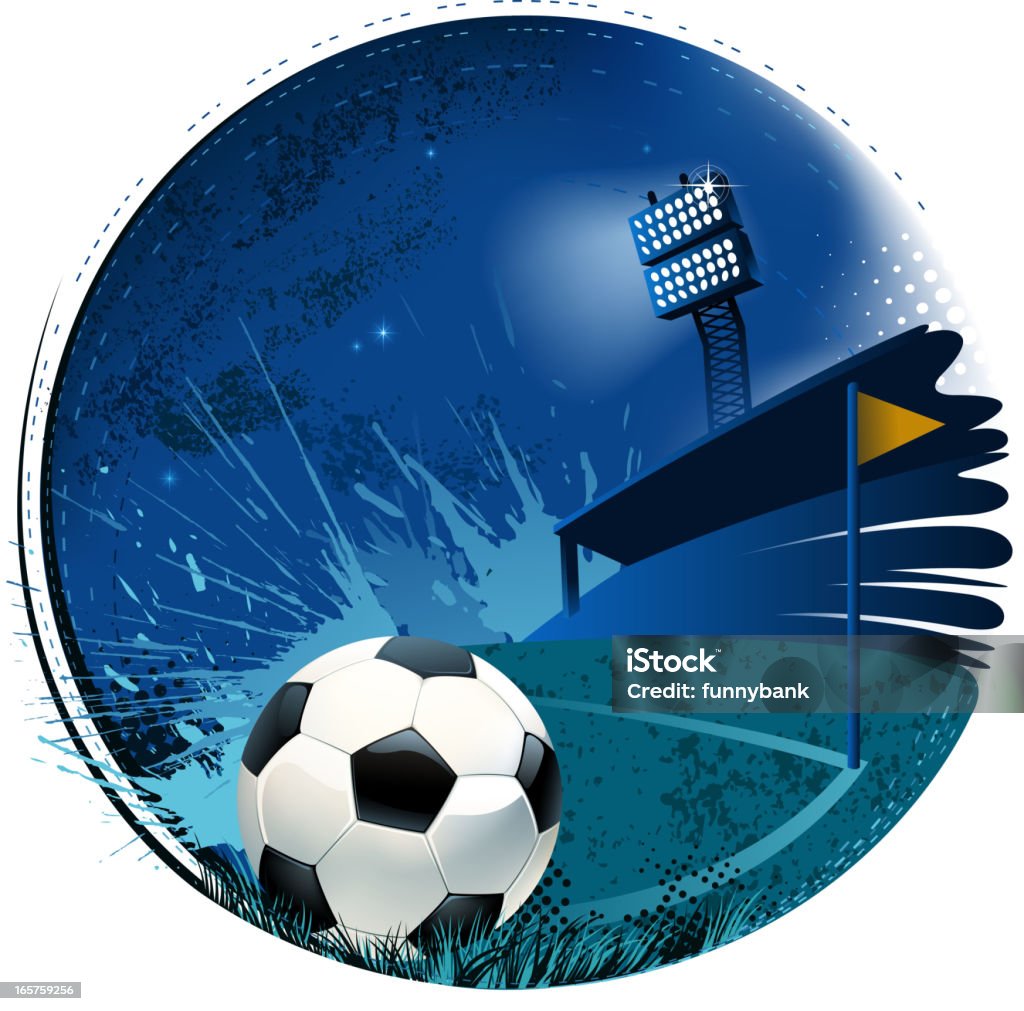 Футбольный мяч в Стадион backround - Векторная графика Угловой флажок роялти-фри