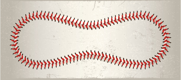 Full baseball laces against a leathery distressed background.