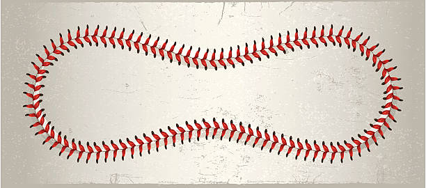 Full Baseball Laces Full baseball laces against a leathery distressed background. old baseball stock illustrations