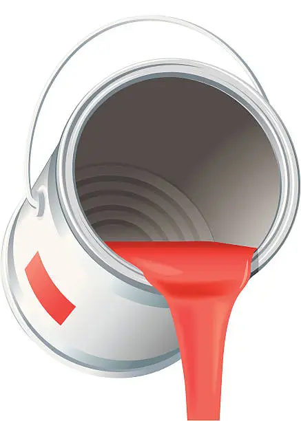 Vector illustration of Pouring red paint can