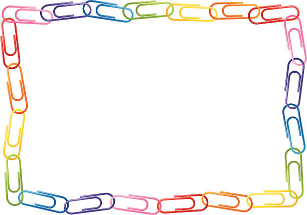 скрепка border - paper clip link office supply blue stock illustrations