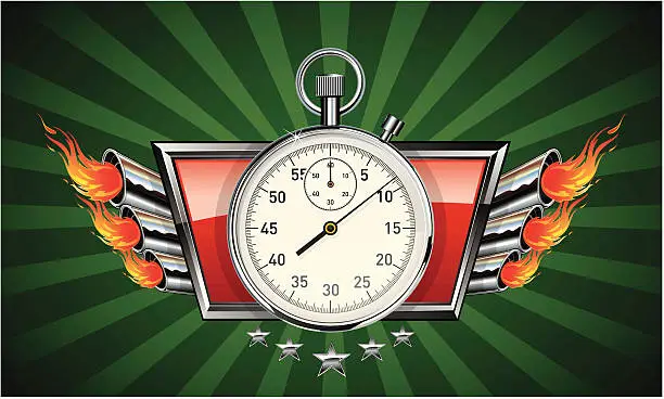 Vector illustration of Stopwatch Racing Emblem - Vector Illustration