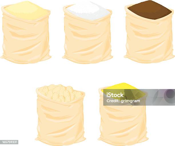 Sacos De Alimentos - Arte vetorial de stock e mais imagens de Saco - Objeto manufaturado - Saco - Objeto manufaturado, Arroz - Alimento Básico, Arroz - Cereal