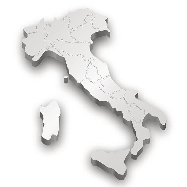 Italy map white vector art illustration