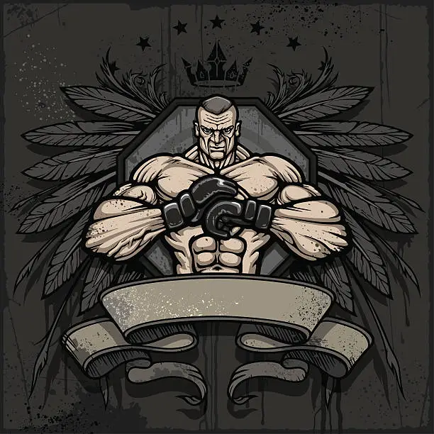 Vector illustration of MMA champion crest