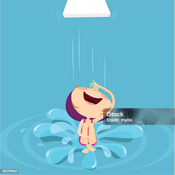 Девушка Бассейн Splash Summer Fun С Глубоким Вырезом И Иллюстрации Вектор Комикс — стоковая векторная графика и другие изображения на тему Бассейн