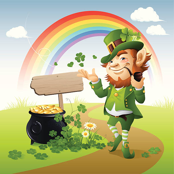 ilustrações, clipart, desenhos animados e ícones de leprechaun na estrada - leprechauns