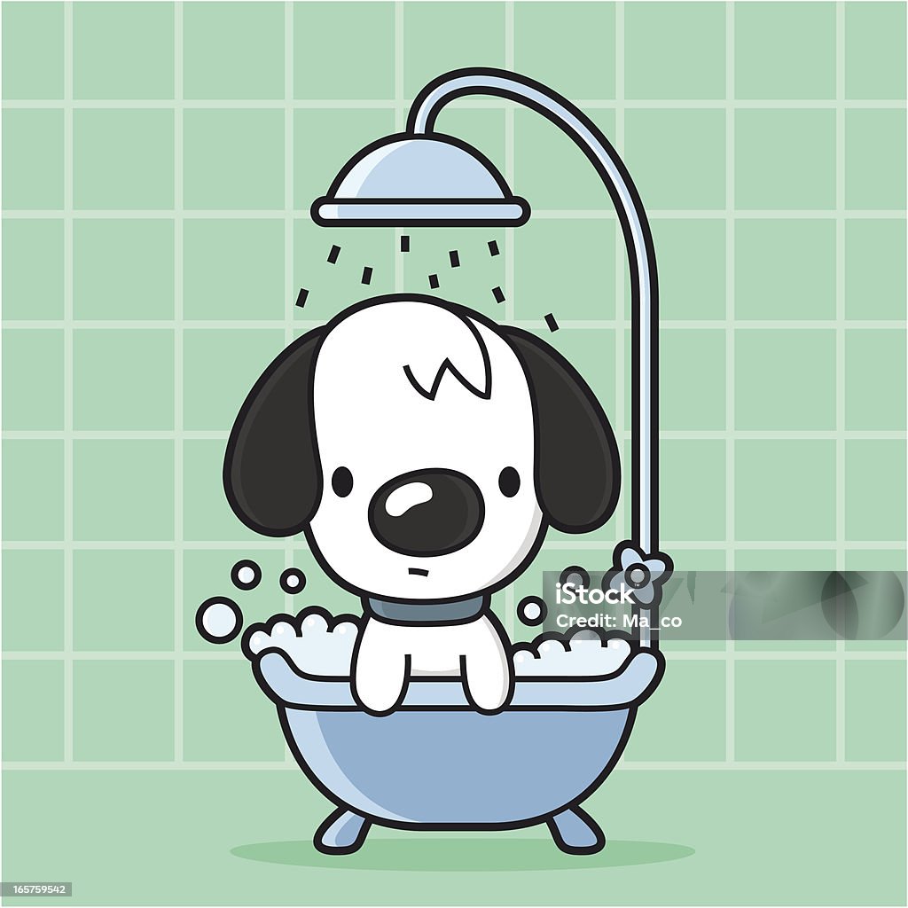 cartoon Hund nimmt ein Schaumbad in der Badewanne/Dusche - Lizenzfrei Badewanne Vektorgrafik