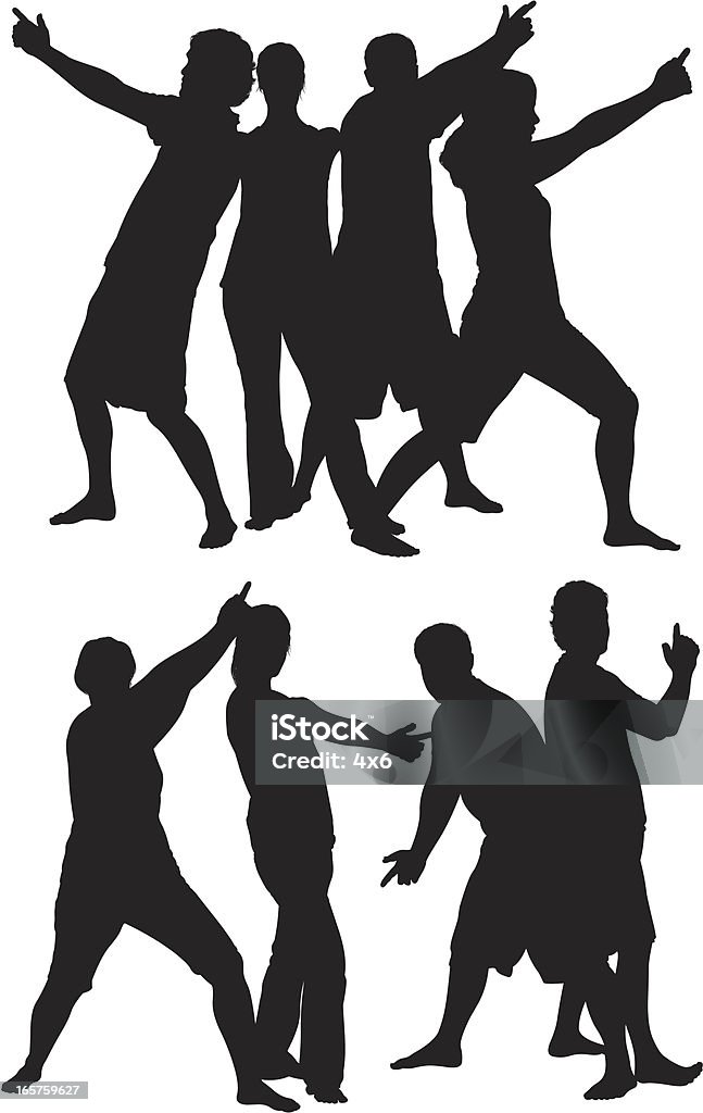 Group of friends with finger guns Adult stock vector