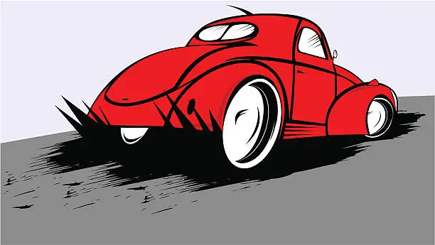 Vector illustration of Fast red hot rod