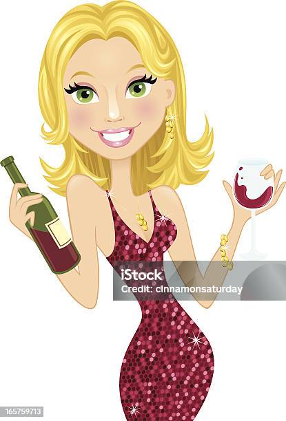 持つ美しい金髪の女性のワイン - 飲むのベクターアート素材や画像を多数ご用意 - 飲む, 女性, ワイン