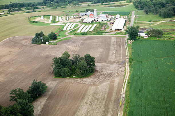 istock Aerial View of a Summer Farm 165759747