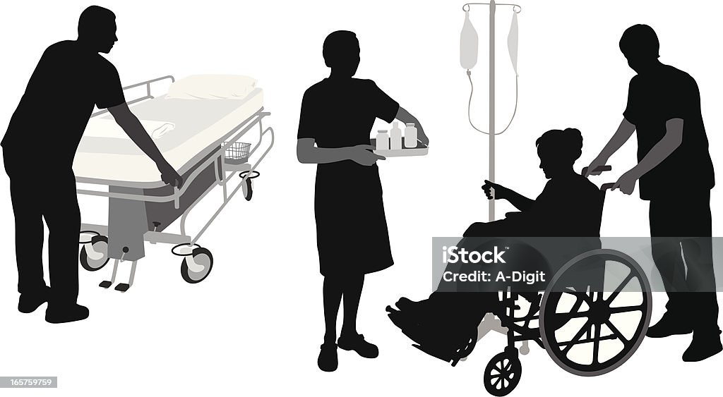 Hospital Duties Vector Silhouette A-Digit In Silhouette stock vector