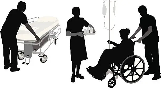 Vector illustration of Hospital Duties Vector Silhouette