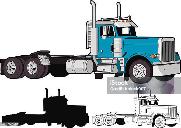 Vetores de Semi Caminhão e mais imagens de Caminhão articulado - Caminhão articulado, Chaminé, Diesel - Tipo de Combustível