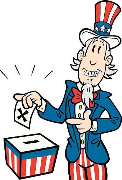 Vector illustration of Cartoon Uncle Sam Going To Vote