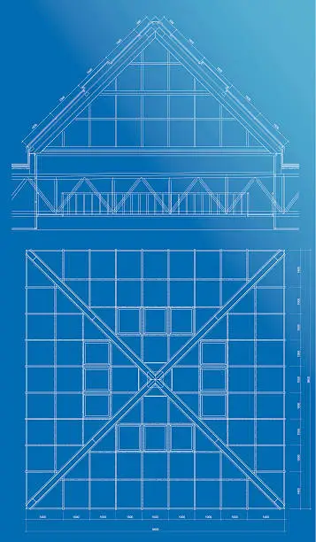 Vector illustration of skylight architecture blueprint