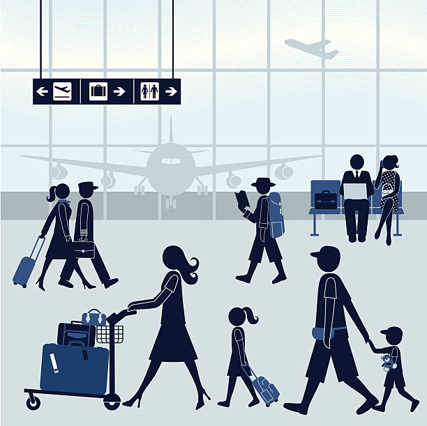 空港の風景 - cabin crew pilot airport walking点のイラスト素材／クリップアート素材／マンガ素材／アイコン素材