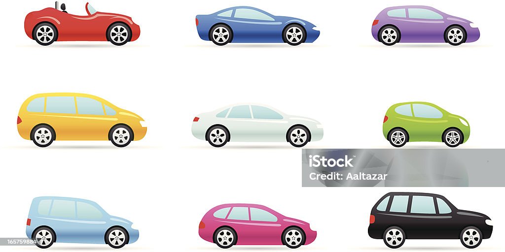 Color de los iconos de automóviles - arte vectorial de Coche libre de derechos