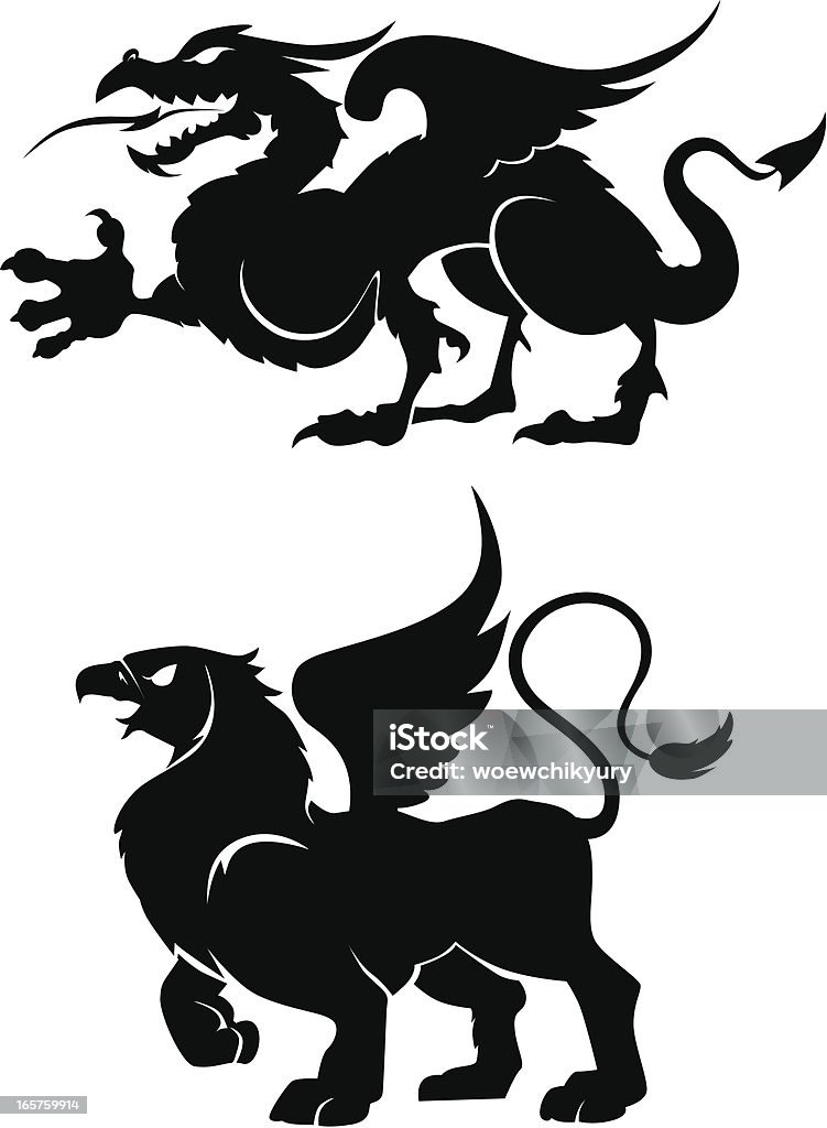 Criaturas heraldic - arte vectorial de Grifo - Ser mítico libre de derechos