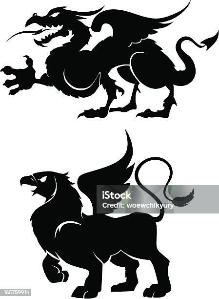 Ilustración de Criaturas Heraldic y más Vectores Libres de Derechos de Grifo - Ser mítico - Grifo - Ser mítico, Animal, Dragón