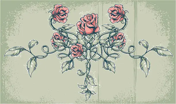 Vector illustration of roses tattoo